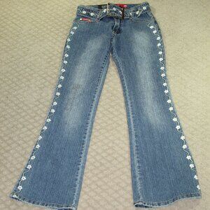 NWT Joana Design Women's Size 1/2 Floral Design Belted Jeans